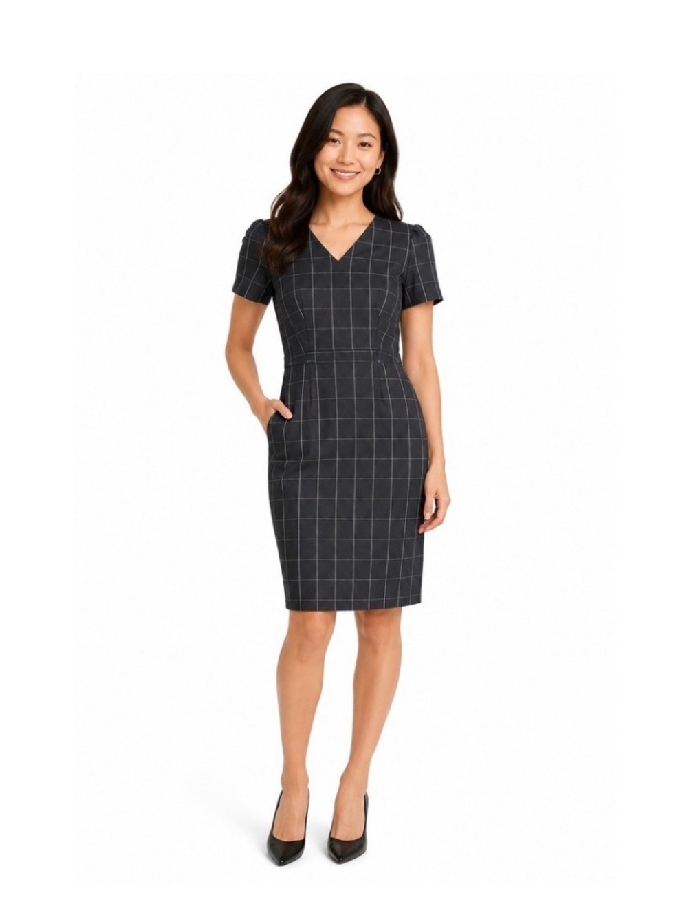 Banana Republic V-Neck Windowpane Sheath Dress